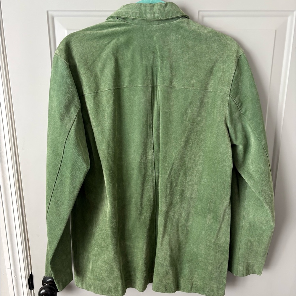 JM Collection Green Suede Button-Up Jacket - Picture 2 of 6